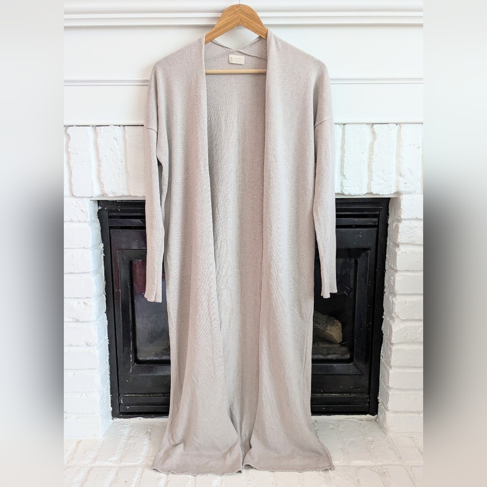 Mus & Bombon Barcelona Long Knit Cardigan Duster Beige Minimalist